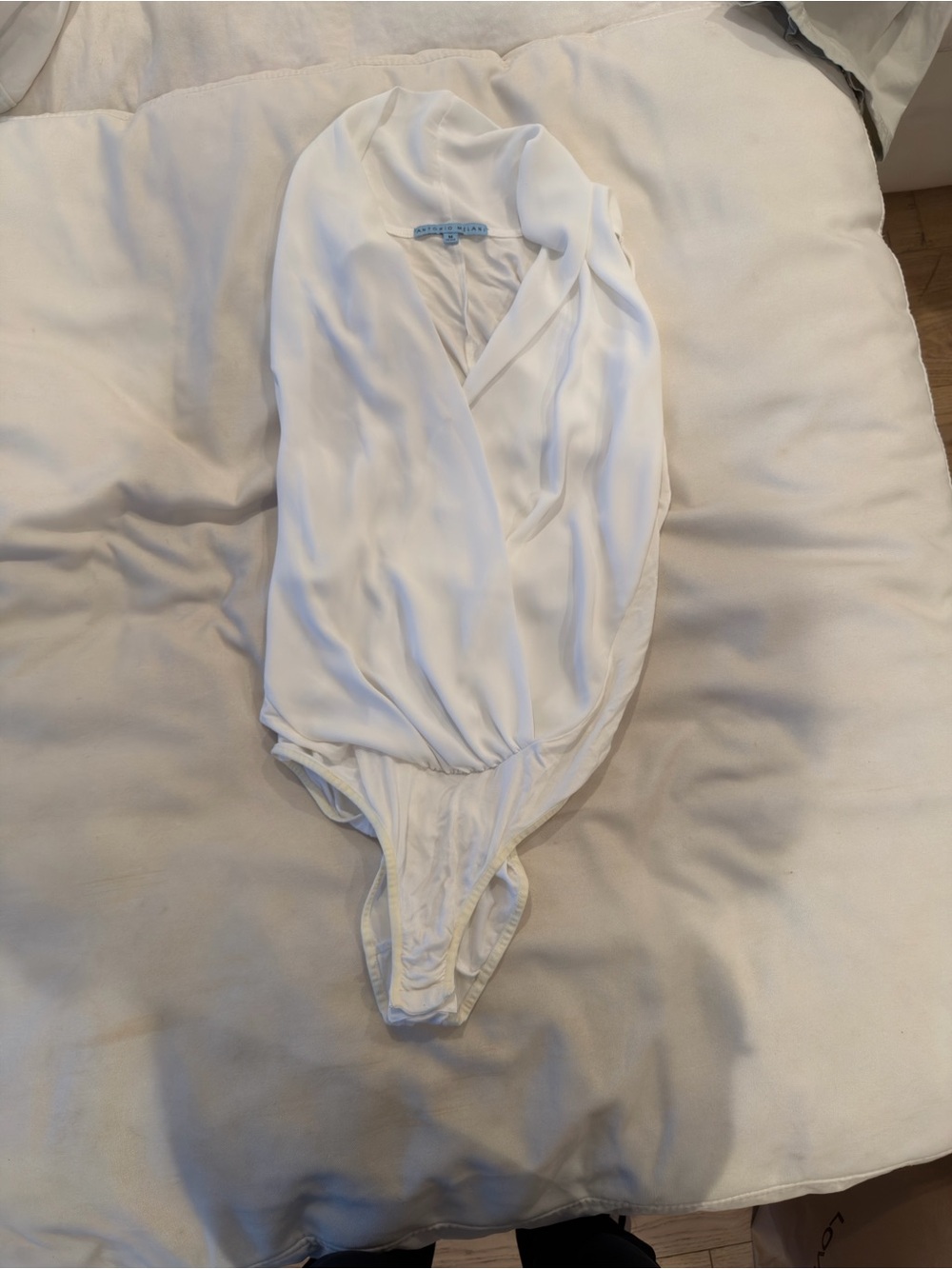 ANTONIO MELANI White Draped Girls One-Piece Bodysuit